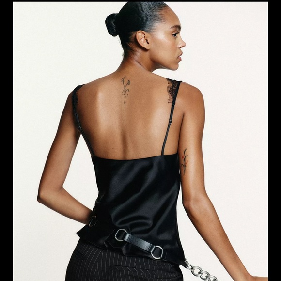 SATIN EFFECT LACE TOP - Picture 5 of 8